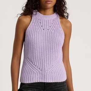 Express Lavender Textured High Neck Sweater Tank
